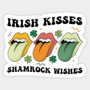 "Irish Kisses Shamrock Wishes" Tongue Out Sticker